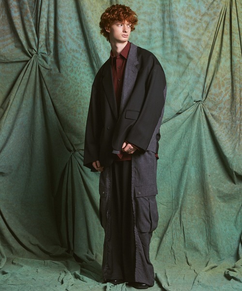 MAISON SPECIAL（メゾンスペシャル）の「《UNISEX》Cut-off Layering Prime-Over Jacket/カットオフレイヤリングプライムオーバージャケット【MAISON SPECIAL/メゾンスペシャル】■セットアップ対応■（テーラードジャケット・メンズ・チャコールグレー/ブラック・0/1/2）」の12枚目の写真
