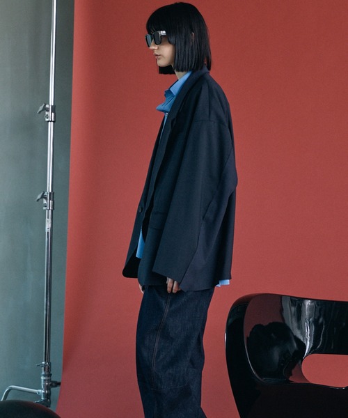 MAISON SPECIAL（メゾンスペシャル）の「《UNISEX》Cut-off Layering Prime-Over Jacket/カットオフレイヤリングプライムオーバージャケット【MAISON SPECIAL/メゾンスペシャル】■セットアップ対応■（テーラードジャケット・メンズ・チャコールグレー/ブラック・0/1/2）」の18枚目の写真