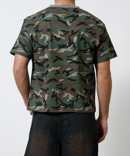 NYLAUS（ナイラス）の「【Nylaus】ショート丈 半袖 クルーネックTシャツ ヴィンテージ カモフラ（Tシャツ/カットソー・メンズ・ブラック/ホワイト/ブラック系その他/カモフラージュ・L/M）」の5枚目の写真