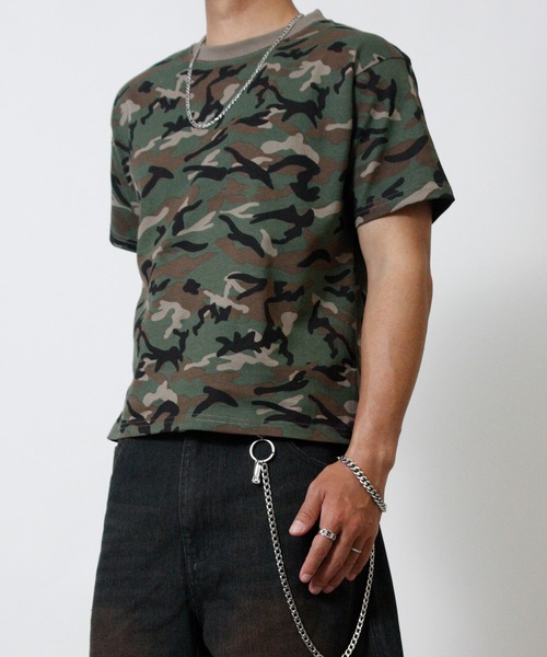 NYLAUS（ナイラス）の「【Nylaus】ショート丈 半袖 クルーネックTシャツ ヴィンテージ カモフラ（Tシャツ/カットソー・メンズ・ブラック/ホワイト/ブラック系その他/カモフラージュ・L/M）」の6枚目の写真