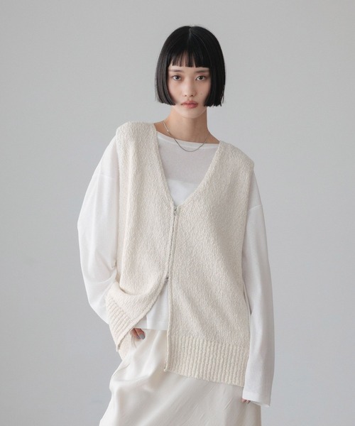 LOWRYS FARM（ローリーズファーム）の「ラメスラブＺＩＰベスト　644675（ベスト・レディース・グレー/アイボリー/ベージュ/ネイビー・FREE）」の7枚目の写真