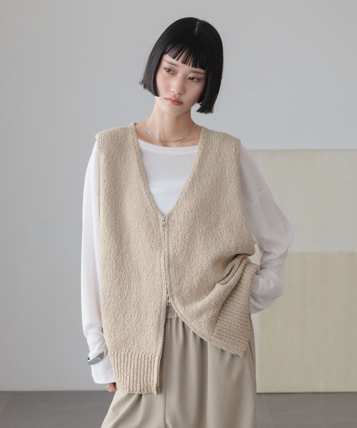 LOWRYS FARM（ローリーズファーム）の「ラメスラブＺＩＰベスト　644675（ベスト・レディース・グレー/アイボリー/ベージュ/ネイビー・FREE）」の20枚目の写真