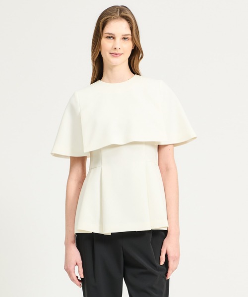 ESTNATION（エストネーション）の「ESTNATION / ケープフレアブラウス《EXCLUSIVE》（シャツ/ブラウス・レディース・オフホワイト/ネイビー・38/36）」の2枚目の写真