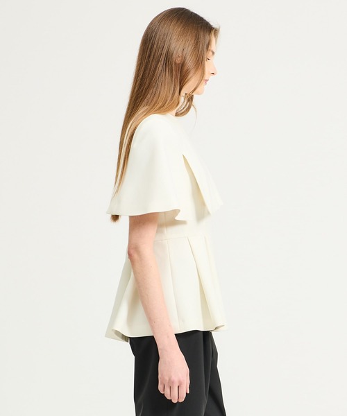 ESTNATION（エストネーション）の「ESTNATION / ケープフレアブラウス《EXCLUSIVE》（シャツ/ブラウス・レディース・オフホワイト/ネイビー・38/36）」の4枚目の写真