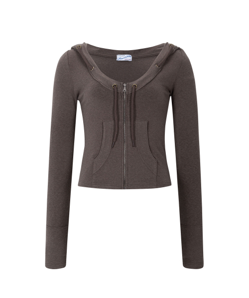 PLEASENOFOLLOW(プリーズノーフォロー)の「Glen Deep U-neck Hoodie (Khaki)(パーカー・レディース・その他・FREE)」の2枚目の写真