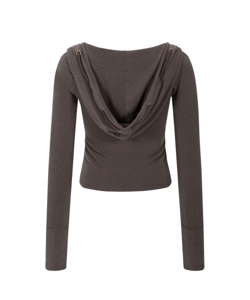 PLEASENOFOLLOW(プリーズノーフォロー)の「Glen Deep U-neck Hoodie (Khaki)(パーカー・レディース・その他・FREE)」の3枚目の写真