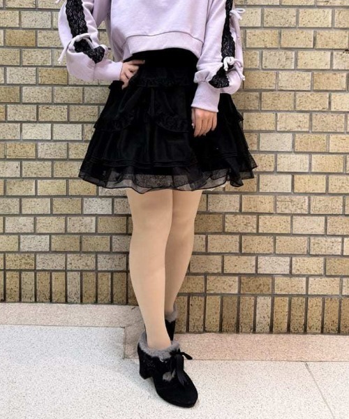 axes femme POETIQUE(アクシーズファムポエティック)の「ドロスト×ティアードミニスカート(スカート・レディース・ラベンダー/ホワイト/ブラック・MEDIUM)」の3枚目の写真