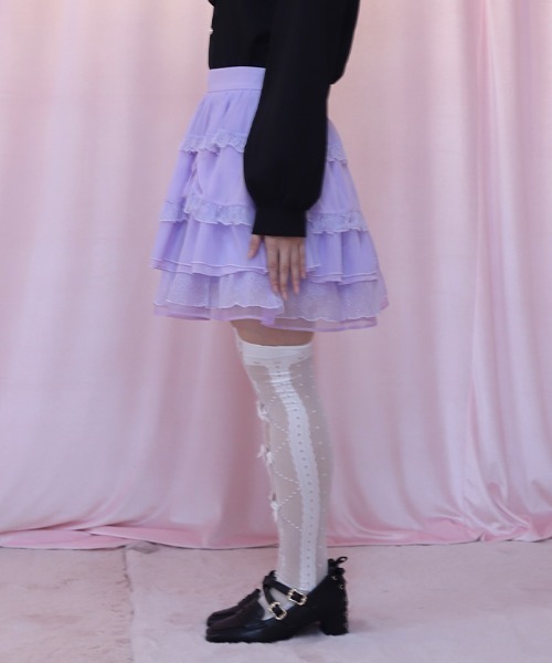 axes femme POETIQUE(アクシーズファムポエティック)の「ドロスト×ティアードミニスカート(スカート・レディース・ラベンダー/ホワイト/ブラック・MEDIUM)」の20枚目の写真