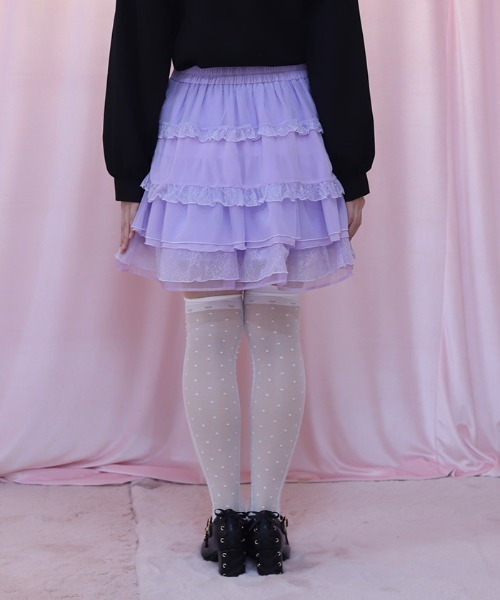 axes femme POETIQUE(アクシーズファムポエティック)の「ドロスト×ティアードミニスカート(スカート・レディース・ラベンダー/ホワイト/ブラック・MEDIUM)」の21枚目の写真