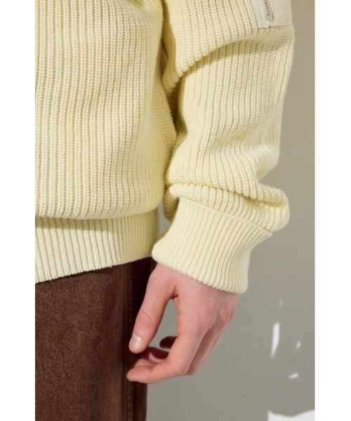 AZUL by moussy(アズールバイマウジー)の「スタンドカラーWジップニット(ニット/セーター・メンズ・ブラック/オフホワイト/グレー・LARGE/MEDIUM)」の14枚目の写真