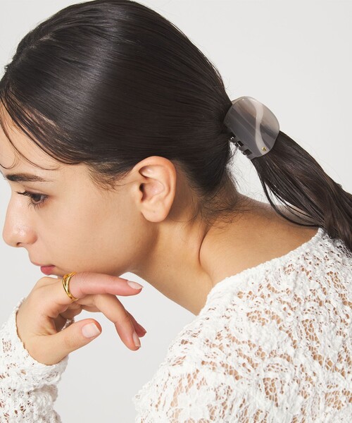 green label relaxing（グリーンレーベルリラクシング）の「【WEB限定】マーブル ライン ヘアクリップ / バンズクリップ（バレッタ/ヘアクリップ・レディース・ライトグレー/ベージュ・FREE）」の6枚目の写真