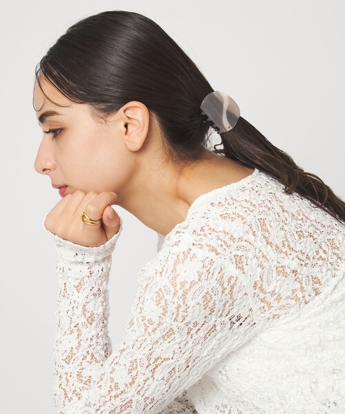 green label relaxing（グリーンレーベルリラクシング）の「【WEB限定】マーブル ライン ヘアクリップ / バンズクリップ（バレッタ/ヘアクリップ・レディース・ライトグレー/ベージュ・FREE）」の14枚目の写真