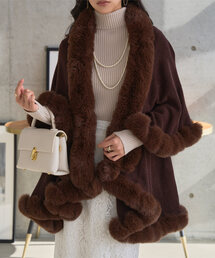 ドゥーズエムクラス ブラウンファーポンチョ・ケープコート ドゥーズエムクラス ブラウンファーポンチョ・ケープコート Deuxieme