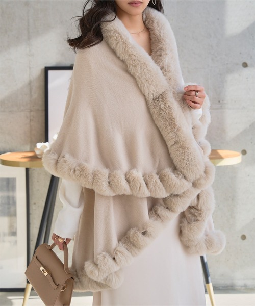 セール】フェイクファーケープコート（ポンチョ）｜KOBE LETTUCE