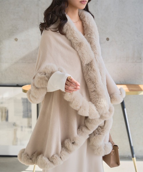 セール】フェイクファーケープコート（ポンチョ）｜KOBE LETTUCE
