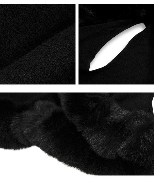 KOBE LETTUCE（コウベレタス）の「フェイクファーケープコート（ポンチョ・レディース・ベージュ/ブラウン/ブラック・M）」の6枚目の写真