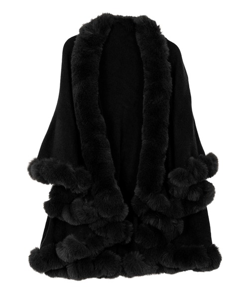 KOBE LETTUCE（コウベレタス）の「フェイクファーケープコート（ポンチョ・レディース・ベージュ/ブラウン/ブラック・M）」の7枚目の写真