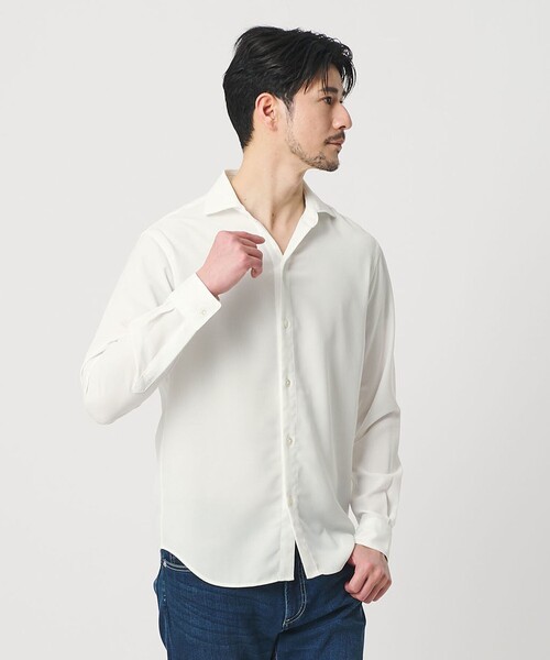 BEAUTY&YOUTH UNITED ARROWS(ビューティーアンドユースユナイテッドアローズ)の「【WEB限定 WARDROBE SMART】リネンライク ワイドカラー スキッパー シャツ(シャツ/ブラウス・メンズ・ブラック/コバルトブルー/ホワイト・S/M/L/XL)」の2枚目の写真