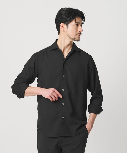 BEAUTY&YOUTH UNITED ARROWS(ビューティーアンドユースユナイテッドアローズ)の「【WEB限定 WARDROBE SMART】リネンライク ワイドカラー スキッパー シャツ(シャツ/ブラウス・メンズ・ブラック/コバルトブルー/ホワイト・S/M/L/XL)」の3枚目の写真