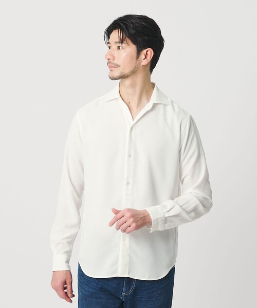 BEAUTY&YOUTH UNITED ARROWS(ビューティーアンドユースユナイテッドアローズ)の「【WEB限定 WARDROBE SMART】リネンライク ワイドカラー スキッパー シャツ(シャツ/ブラウス・メンズ・ブラック/コバルトブルー/ホワイト・S/M/L/XL)」の8枚目の写真