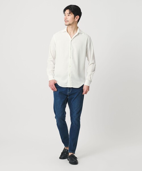 BEAUTY&YOUTH UNITED ARROWS(ビューティーアンドユースユナイテッドアローズ)の「【WEB限定 WARDROBE SMART】リネンライク ワイドカラー スキッパー シャツ(シャツ/ブラウス・メンズ・ブラック/コバルトブルー/ホワイト・S/M/L/XL)」の10枚目の写真