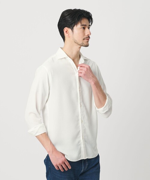 BEAUTY&YOUTH UNITED ARROWS(ビューティーアンドユースユナイテッドアローズ)の「【WEB限定 WARDROBE SMART】リネンライク ワイドカラー スキッパー シャツ(シャツ/ブラウス・メンズ・ブラック/コバルトブルー/ホワイト・S/M/L/XL)」の12枚目の写真