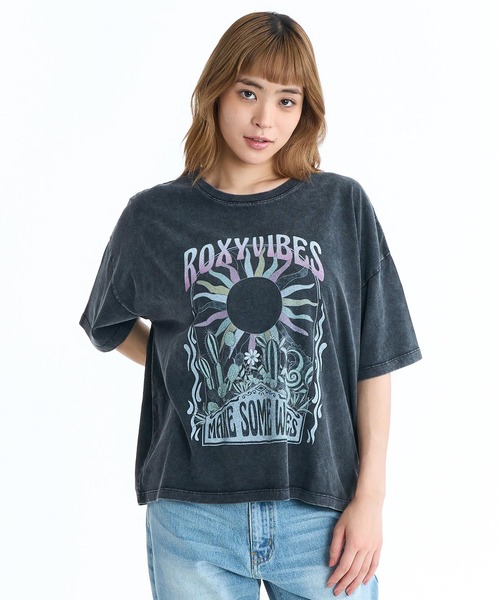 ROXY(ロキシー)の「ROXY/ロキシー 半袖 Tシャツ フロントプリント RST261087(Tシャツ/カットソー・レディース・ピンク/ブラック/アイボリー・M)」の2枚目の写真