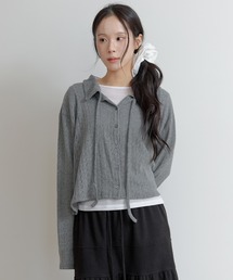 UNE MANSION | 【2026SS新作アイテム】【UNE ORIGINAL】フラワーパターンラブリーリボンカラーボレロニットカーディガン(カーディガン/ボレロ)