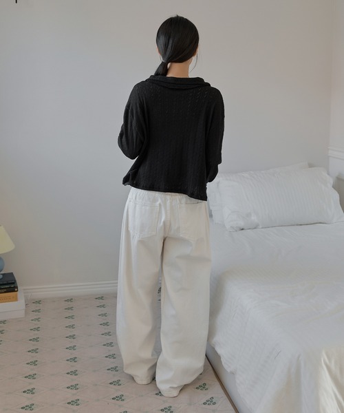 UNE MANSION（ユヌマンション）の「【2026SS新作アイテム】【UNE ORIGINAL】フラワーパターンラブリーリボンカラーボレロニットカーディガン（カーディガン/ボレロ・レディース・グレー/ブラック/ベージュ/レッド・FREE）」の12枚目の写真