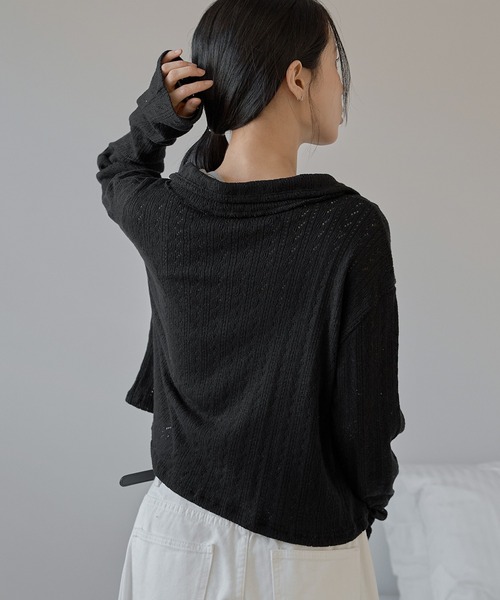 UNE MANSION（ユヌマンション）の「【2026SS新作アイテム】【UNE ORIGINAL】フラワーパターンラブリーリボンカラーボレロニットカーディガン（カーディガン/ボレロ・レディース・グレー/ブラック/ベージュ/レッド・FREE）」の13枚目の写真