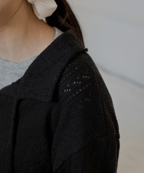 UNE MANSION（ユヌマンション）の「【2026SS新作アイテム】【UNE ORIGINAL】フラワーパターンラブリーリボンカラーボレロニットカーディガン（カーディガン/ボレロ・レディース・グレー/ブラック/ベージュ/レッド・FREE）」の14枚目の写真