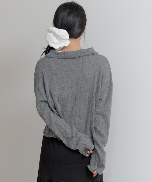 UNE MANSION（ユヌマンション）の「【2026SS新作アイテム】【UNE ORIGINAL】フラワーパターンラブリーリボンカラーボレロニットカーディガン（カーディガン/ボレロ・レディース・グレー/ブラック/ベージュ/レッド・FREE）」の21枚目の写真