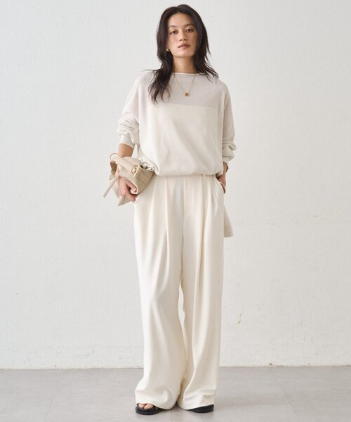 LOUNGEDRESS(ラウンジドレス)の「和紙天竺ニット(ニット/セーター・レディース・オフホワイト/チャコールグレー/ブラウン・FREE)」の4枚目の写真