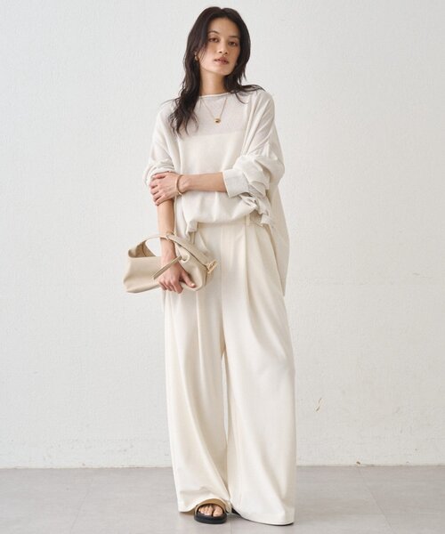 LOUNGEDRESS(ラウンジドレス)の「和紙天竺ニット(ニット/セーター・レディース・オフホワイト/チャコールグレー/ブラウン・FREE)」の5枚目の写真