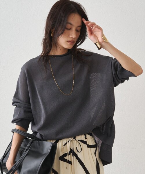 LOUNGEDRESS(ラウンジドレス)の「和紙天竺ニット(ニット/セーター・レディース・オフホワイト/チャコールグレー/ブラウン・FREE)」の17枚目の写真