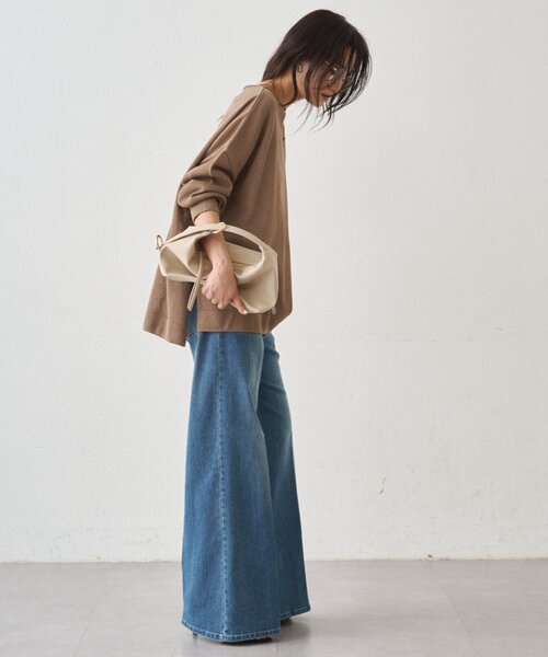 LOUNGEDRESS(ラウンジドレス)の「【JAPAN MADE】和紙天竺ニット(ニット/セーター・レディース・オフホワイト/チャコールグレー/ブラウン・FREE)」の4枚目の写真