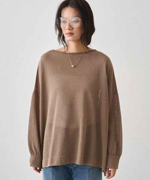 LOUNGEDRESS(ラウンジドレス)の「【JAPAN MADE】和紙天竺ニット(ニット/セーター・レディース・オフホワイト/チャコールグレー/ブラウン・FREE)」の9枚目の写真