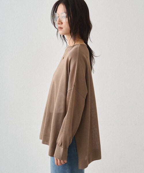 LOUNGEDRESS(ラウンジドレス)の「【JAPAN MADE】和紙天竺ニット(ニット/セーター・レディース・オフホワイト/チャコールグレー/ブラウン・FREE)」の10枚目の写真