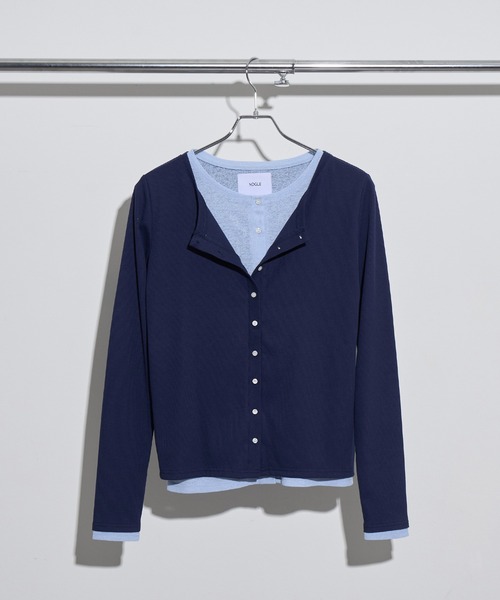 NOGLE(ノグル)の「【NOGLE/ノグル】レイヤードバイカラーカーディガン(カーディガン/ボレロ・レディース・レッド/ネイビー/チャコールグレー/グレー・FREE)」の3枚目の写真