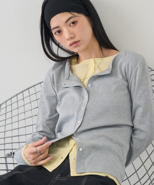 NOGLE(ノグル)の「【NOGLE/ノグル】レイヤードバイカラーカーディガン(カーディガン/ボレロ・レディース・レッド/ネイビー/チャコールグレー/グレー・FREE)」の1枚目の写真