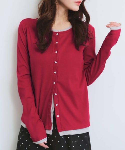 NOGLE(ノグル)の「【NOGLE/ノグル】レイヤードバイカラーカーディガン(カーディガン/ボレロ・レディース・レッド/ネイビー/チャコールグレー/グレー・FREE)」の19枚目の写真