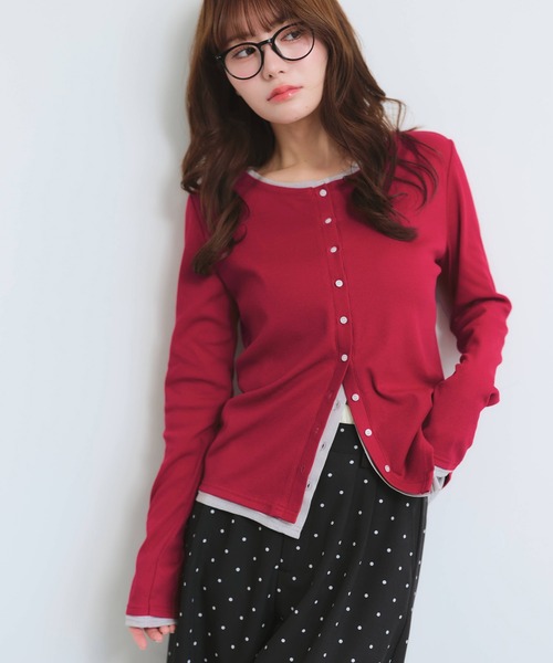 NOGLE(ノグル)の「【NOGLE/ノグル】レイヤードバイカラーカーディガン(カーディガン/ボレロ・レディース・レッド/ネイビー/チャコールグレー/グレー・FREE)」の20枚目の写真