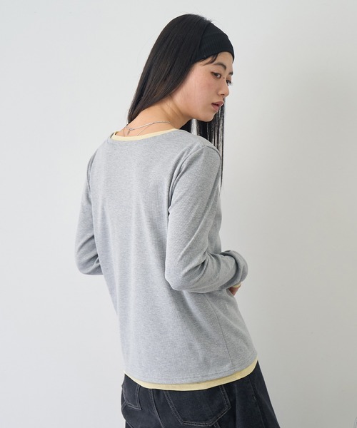 NOGLE(ノグル)の「【NOGLE/ノグル】レイヤードバイカラーカーディガン(カーディガン/ボレロ・レディース・レッド/ネイビー/チャコールグレー/グレー・FREE)」の11枚目の写真