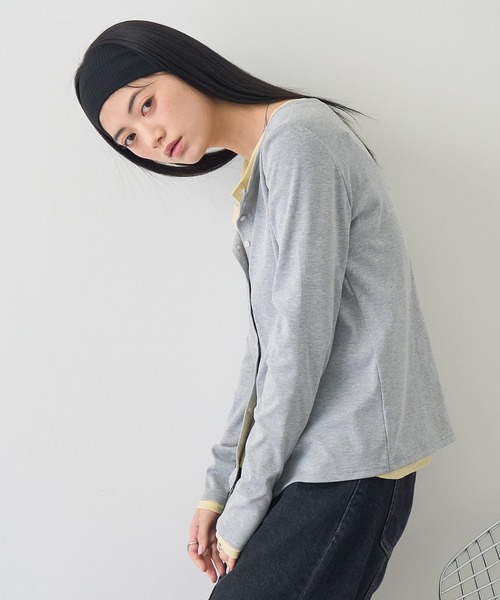 NOGLE(ノグル)の「【NOGLE/ノグル】レイヤードバイカラーカーディガン(カーディガン/ボレロ・レディース・レッド/ネイビー/チャコールグレー/グレー・FREE)」の7枚目の写真