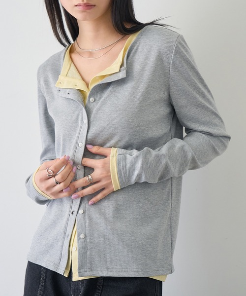 NOGLE(ノグル)の「【NOGLE/ノグル】レイヤードバイカラーカーディガン(カーディガン/ボレロ・レディース・レッド/ネイビー/チャコールグレー/グレー・FREE)」の16枚目の写真