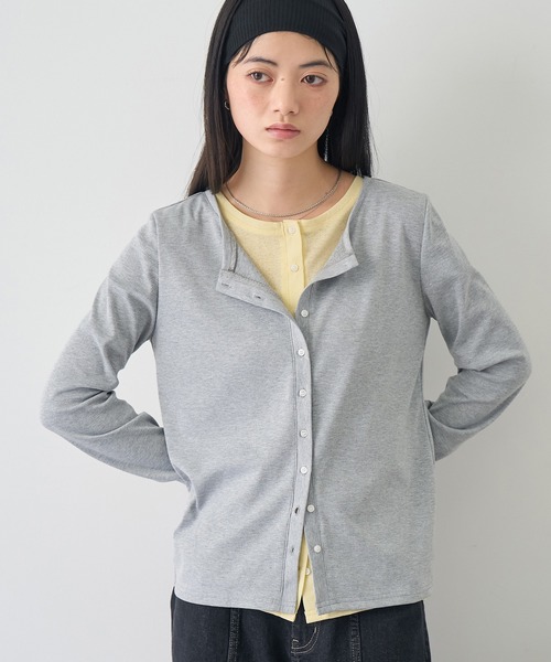 NOGLE(ノグル)の「【NOGLE/ノグル】レイヤードバイカラーカーディガン(カーディガン/ボレロ・レディース・レッド/ネイビー/チャコールグレー/グレー・FREE)」の14枚目の写真