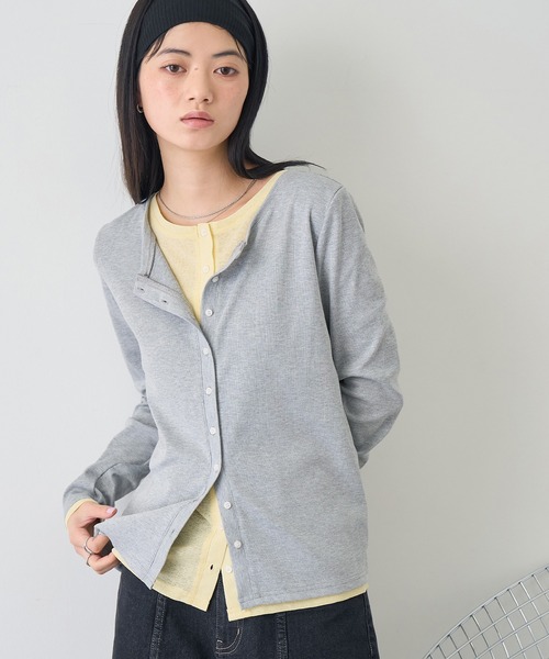 NOGLE(ノグル)の「【NOGLE/ノグル】レイヤードバイカラーカーディガン(カーディガン/ボレロ・レディース・レッド/ネイビー/チャコールグレー/グレー・FREE)」の6枚目の写真