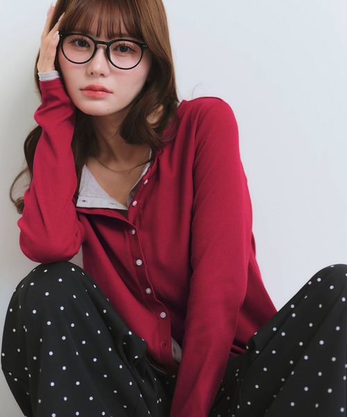 NOGLE(ノグル)の「【NOGLE/ノグル】レイヤードバイカラーカーディガン(カーディガン/ボレロ・レディース・レッド/ネイビー/チャコールグレー/グレー・FREE)」の22枚目の写真