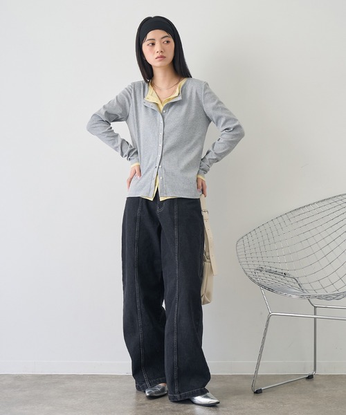 NOGLE(ノグル)の「【NOGLE/ノグル】レイヤードバイカラーカーディガン(カーディガン/ボレロ・レディース・レッド/ネイビー/チャコールグレー/グレー・FREE)」の12枚目の写真