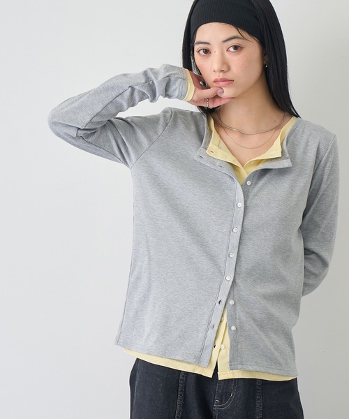 NOGLE(ノグル)の「【NOGLE/ノグル】レイヤードバイカラーカーディガン(カーディガン/ボレロ・レディース・レッド/ネイビー/チャコールグレー/グレー・FREE)」の13枚目の写真